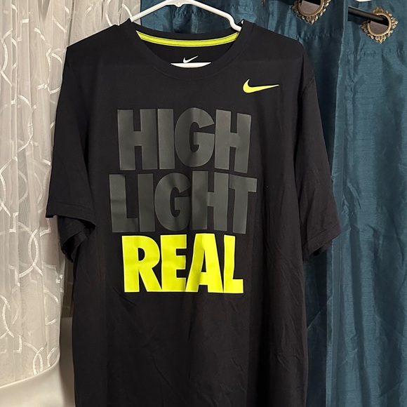 Nike Dri-FIT Black Tee with Lime Accent - Picture 2 of 4